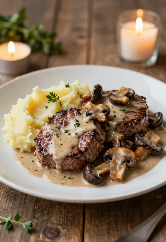 16 Beef Round Steak Recipes: Lean Savory Plates - 10. Beef Round Steak with Mushroom Sauce 1