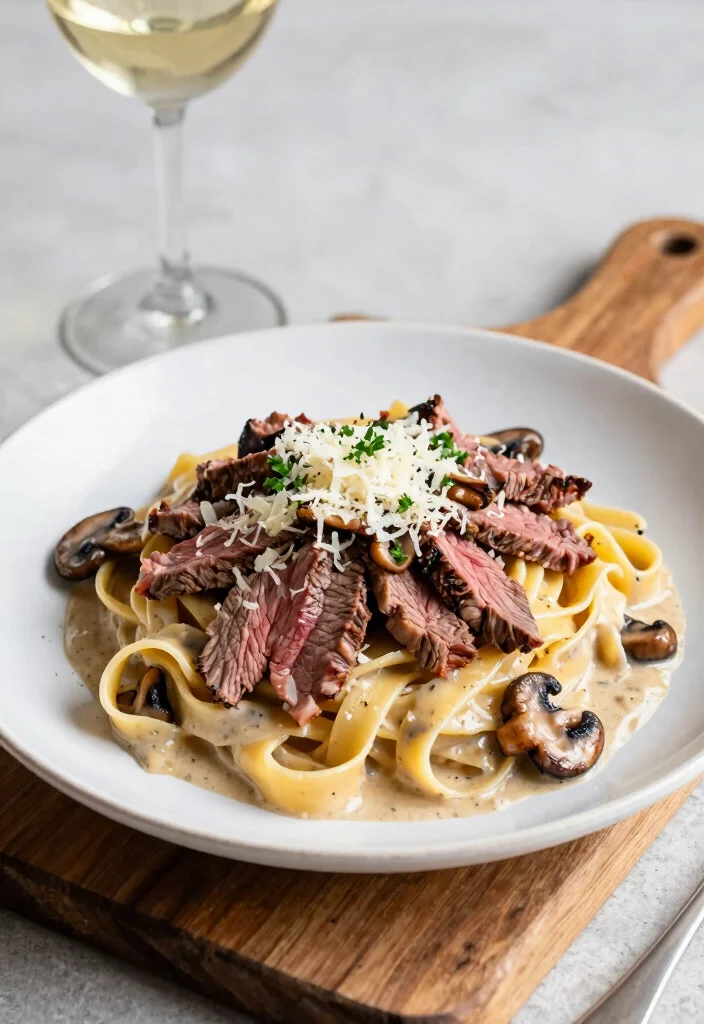 16 Beef Shaved Steak Recipes Fast Skillet Meals - 5. Beef Shaved Steak and Mushroom Pasta 1