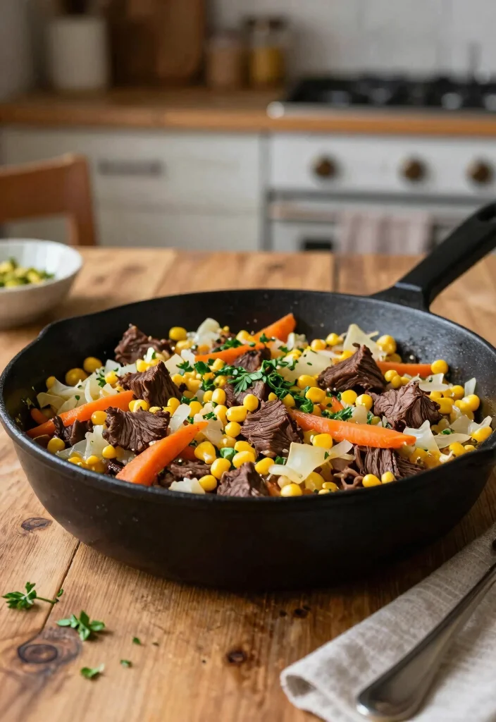 16 Canned Corned Beef Recipes: Pantry Comfort Meals - 4. Corned Beef and Cabbage Skillet 1