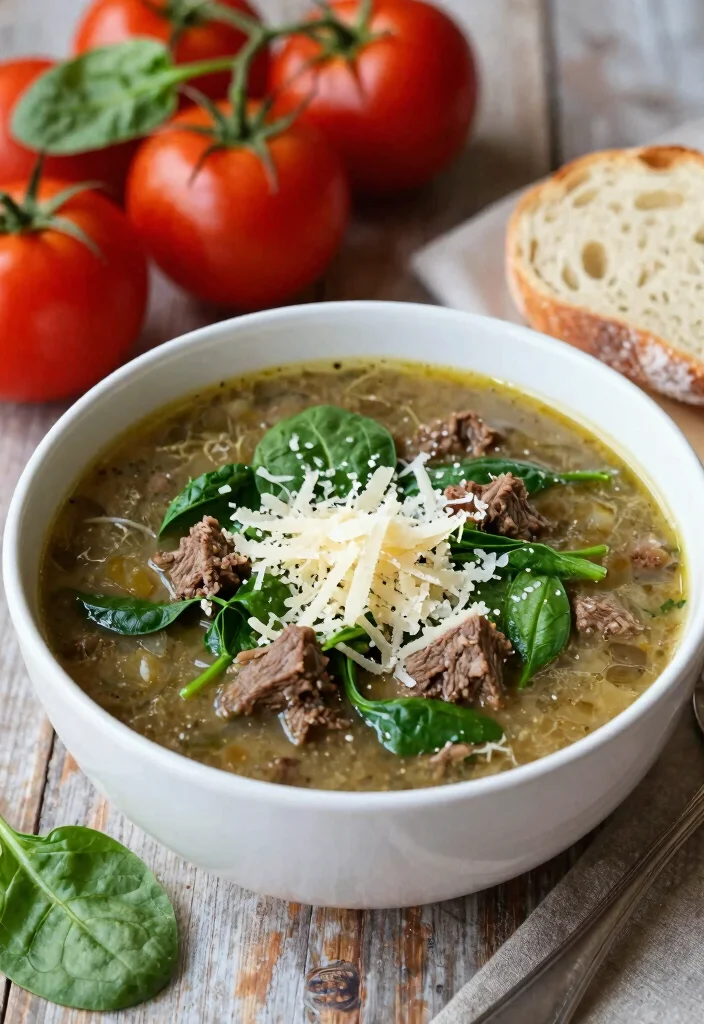 16 Cozy Ground Beef Soup Recipes for Hearty Bowls - 4. Italian Beef Soup with Spinach 1