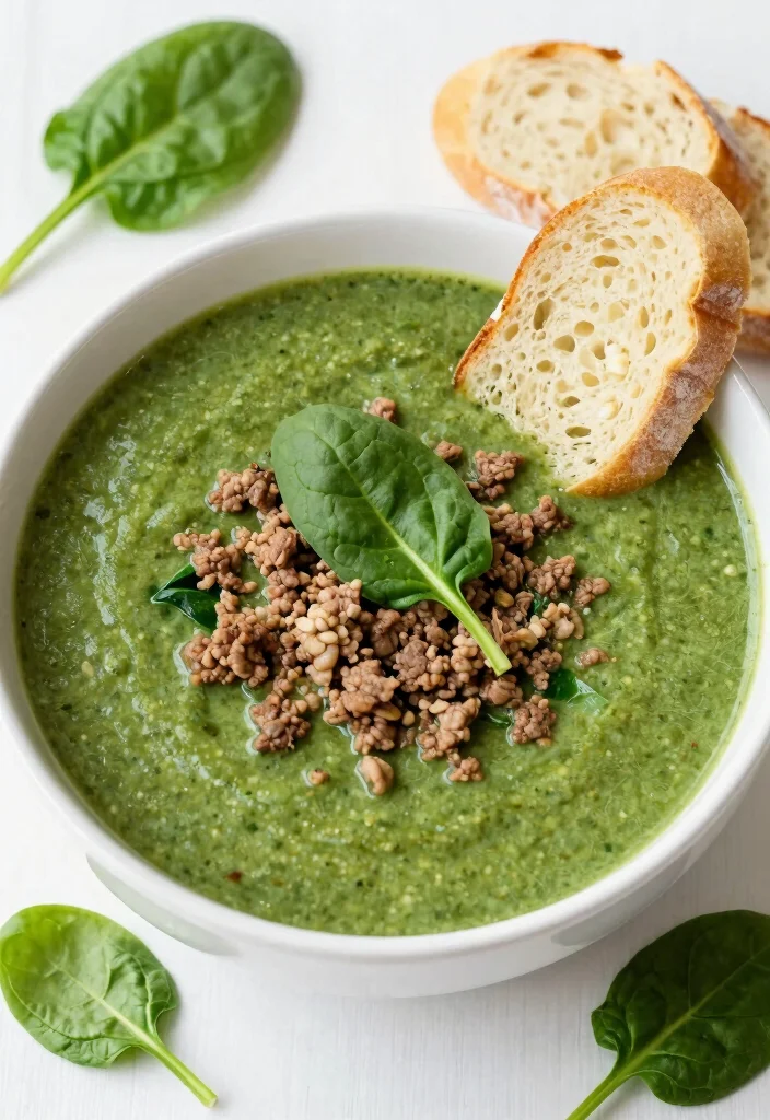 16 Cozy Ground Beef Soup Recipes for Hearty Bowls - 8. Ground Beef and Spinach Soup 1