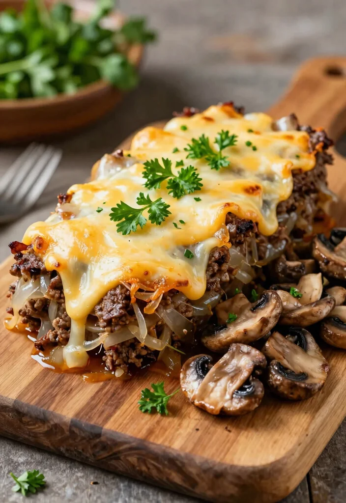 16 French Onion Meatloaf Recipes Rich Savory Comfort - 13. Mushroom Swiss French Onion Meatloaf 1