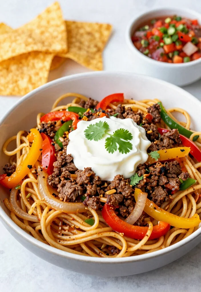 16 Ground Beef Noodles Recipes Quick Comfort Bowls - 10. Beef Fajita Noodle Bowl 1