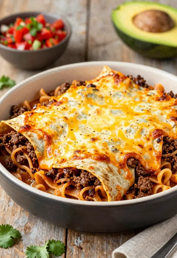 16 Ground Beef Noodles Recipes Quick Comfort Bowls - 11. Beef Enchilada Noodle Casserole 1