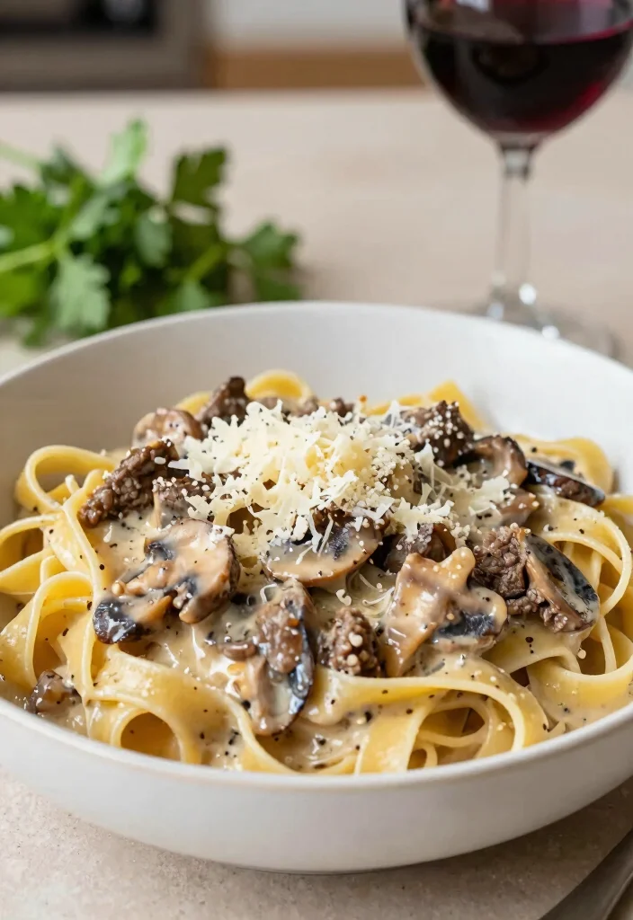 16 Ground Beef Noodles Recipes Quick Comfort Bowls - 13. Creamy Beef and Mushroom Pasta 1