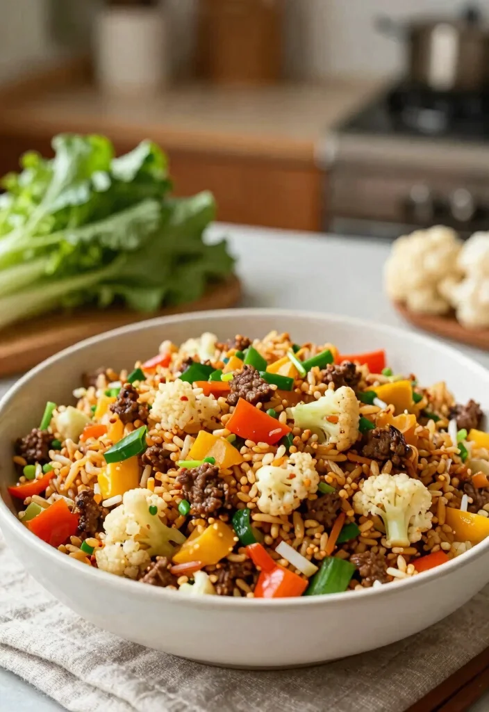 16 Ground Beef Recipes Healthy Balanced Easy Meals - 13. Ground Beef and Cauliflower Fried Rice 1