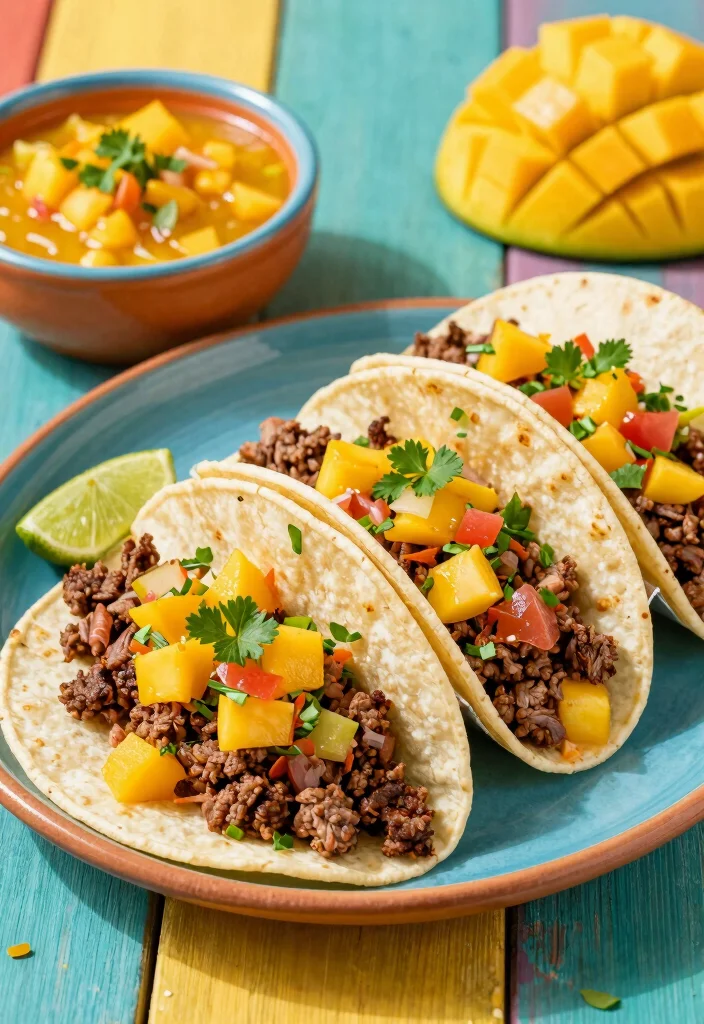 16 Ground Beef Taco Recipes Easy Taco Night Hits - 10. Ground Beef Tacos with Mango Salsa 1