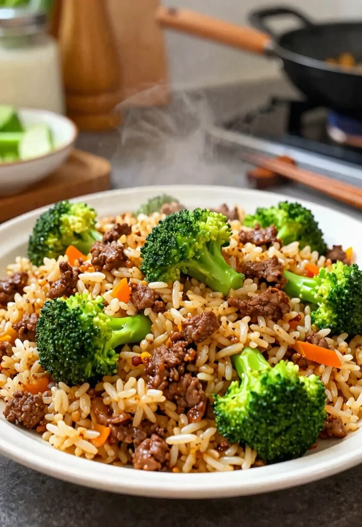 16 Ground Beef and Broccoli Recipes Savory Quick Skillets - 15. Ground Beef and Broccoli Stir-Fried Rice 1