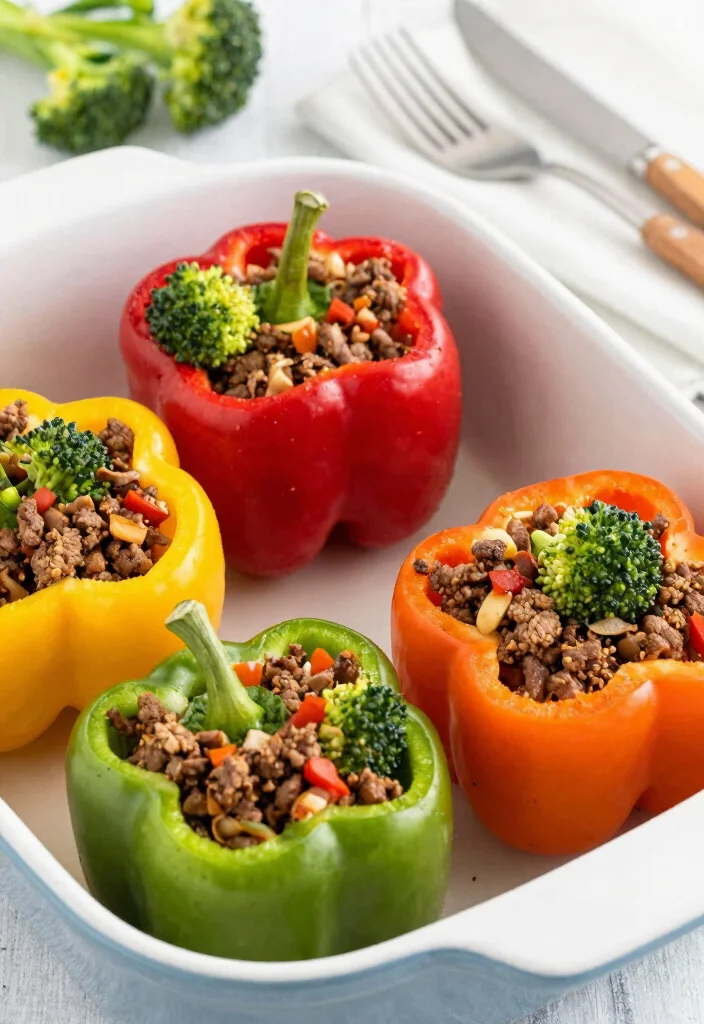 16 Ground Beef and Broccoli Recipes Savory Quick Skillets - 8. Ground Beef and Broccoli Stuffed Peppers 1