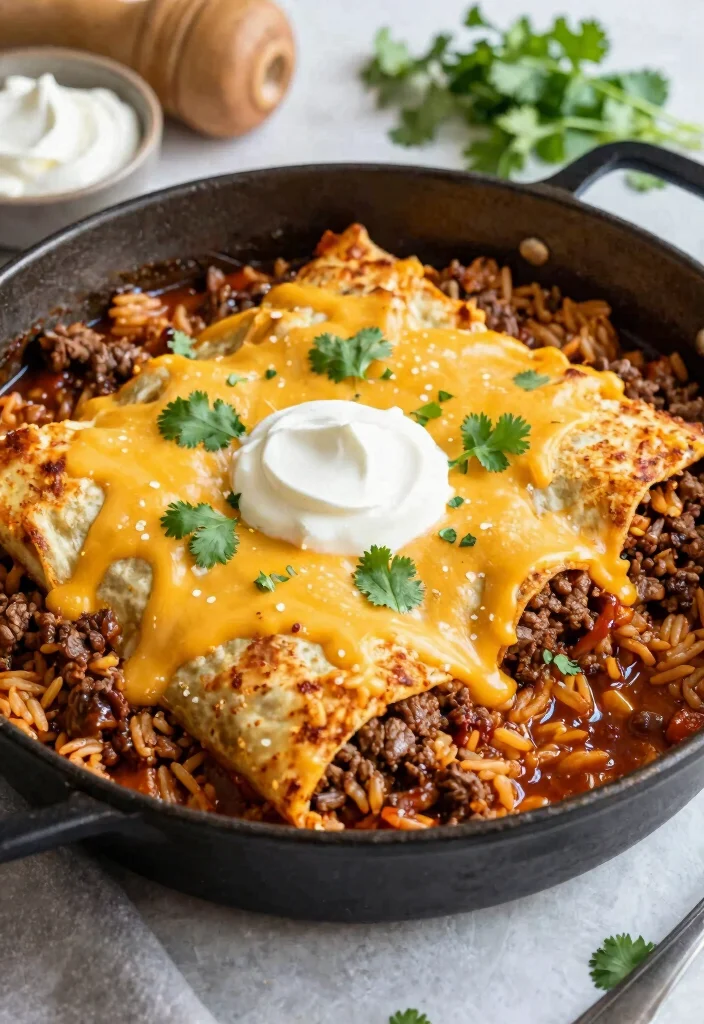 16 Ground Beef and Rice Recipes One Pan Comfort - 6. Beef and Rice Enchilada Casserole 1