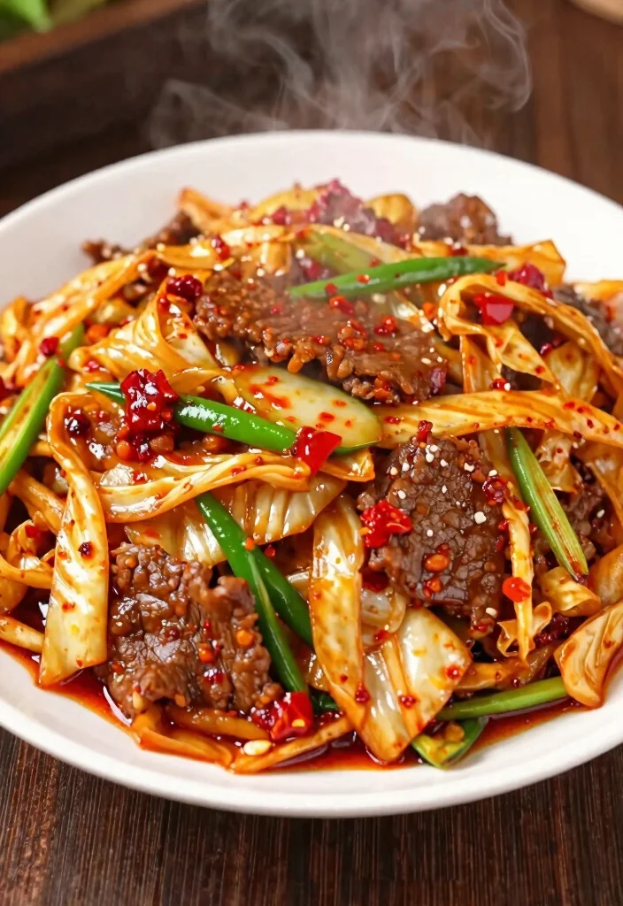 16 Hamburger and Cabbage Recipes: Budget Comfort Plates - 10. Spicy Cabbage and Beef Stir-Fry 1