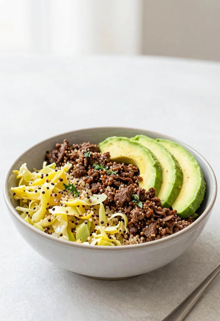 16 Hamburger and Cabbage Recipes: Budget Comfort Plates - 15. Cabbage and Beef Quinoa Bowl 1