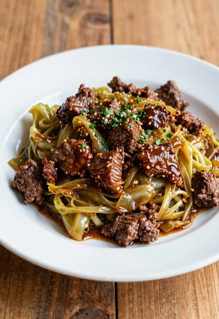 16 Hamburger and Cabbage Recipes: Budget Comfort Plates - 7. Balsamic Glazed Ground Beef and Cabbage 1