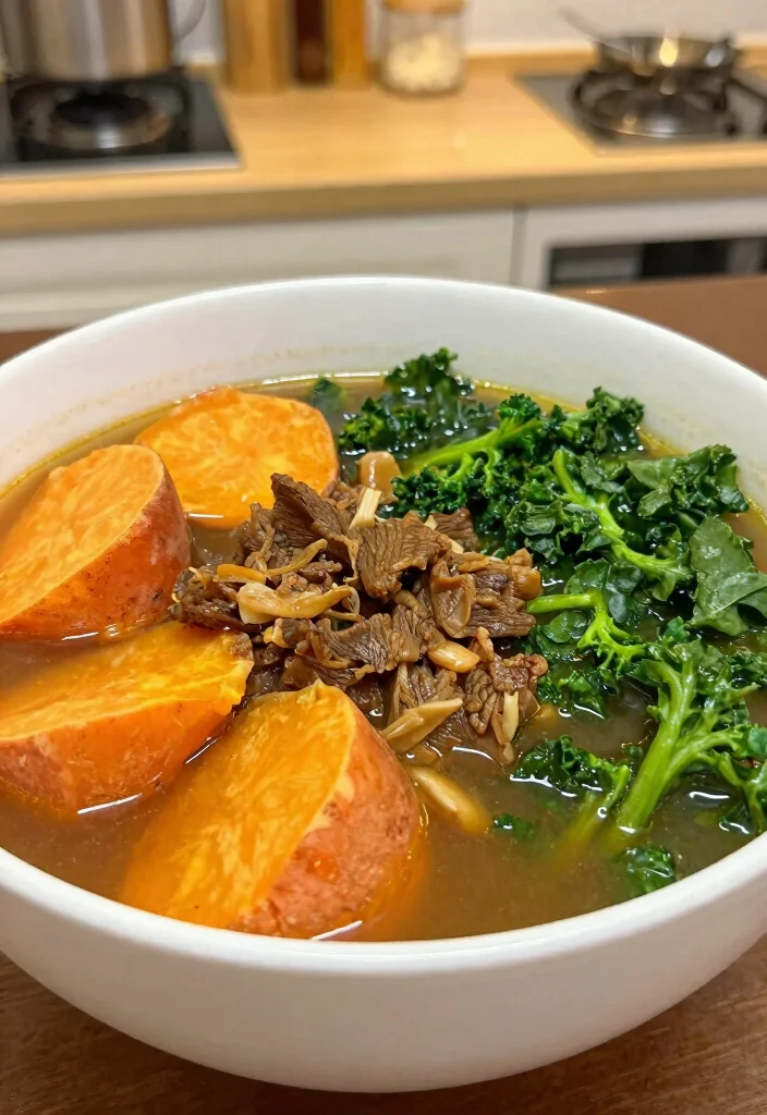 17 Beef Ramen Noodle Recipes Elevated Comfort Bowls - 14. Beef Ramen with Sweet Potatoes and Kale 1