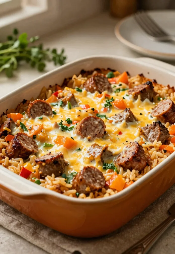 17 Beef Smoked Sausage Recipes: Easy One Pan Meals - 13. Beef Smoked Sausage and Rice Casserole 1