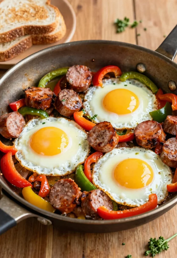 17 Beef Smoked Sausage Recipes: Easy One Pan Meals - 15. Beef Smoked Sausage and Egg Breakfast Skillet 1