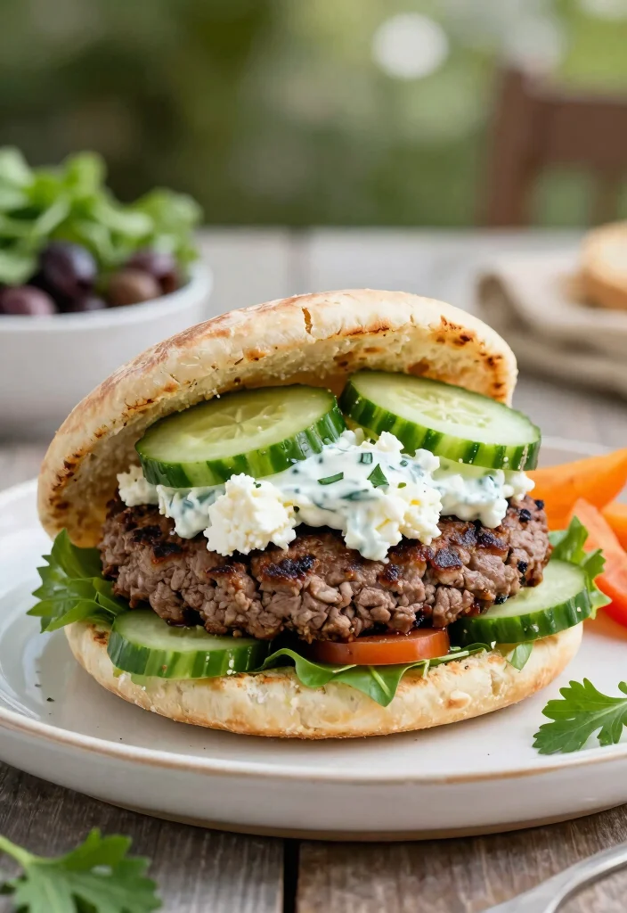 17 Ground Beef Burger Recipes: Juicy Classic Patties - 9. Greek Feta Burger 1