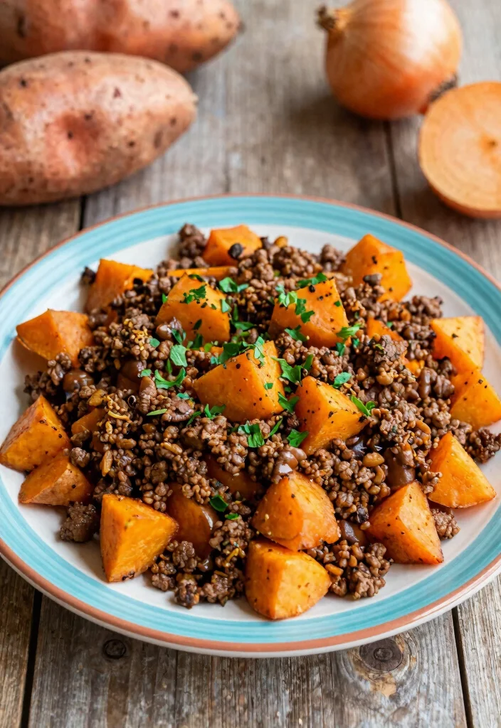17 Ground Beef Recipes for Dinner: Everyday Favorites - 14. Ground Beef and Sweet Potato Hash 1