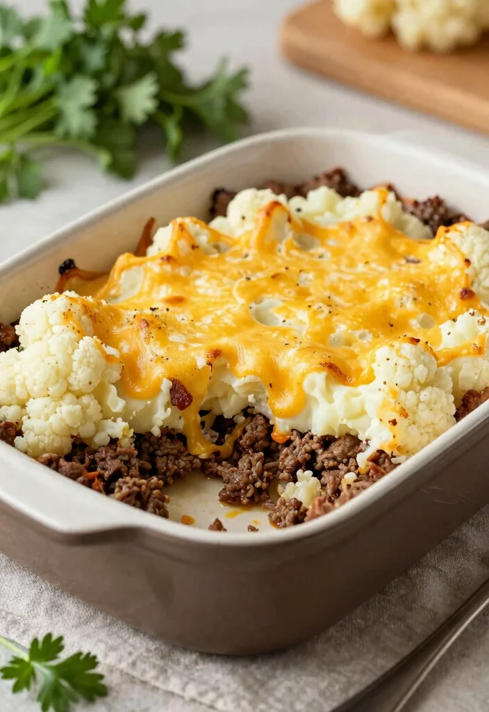17 Ground Beef Recipes for Dinner: Everyday Favorites - 16. Ground Beef and Cauliflower Bake 1