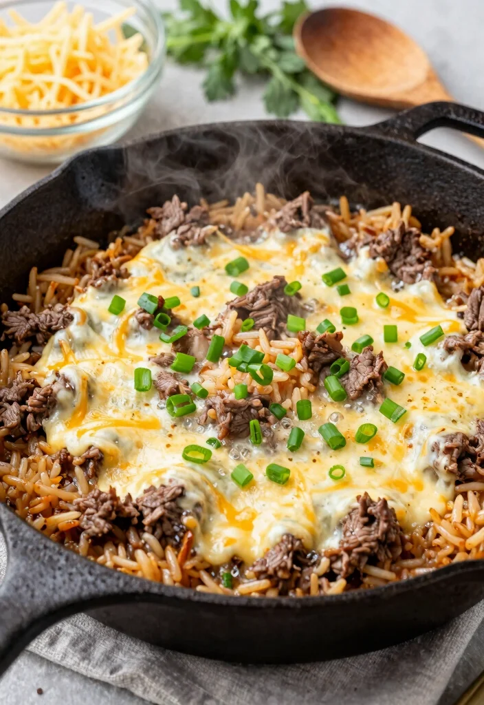 17 Ground Beef Skillet Recipes One Pan Wonders - 1. Cheesy Beef and Rice Skillet 1