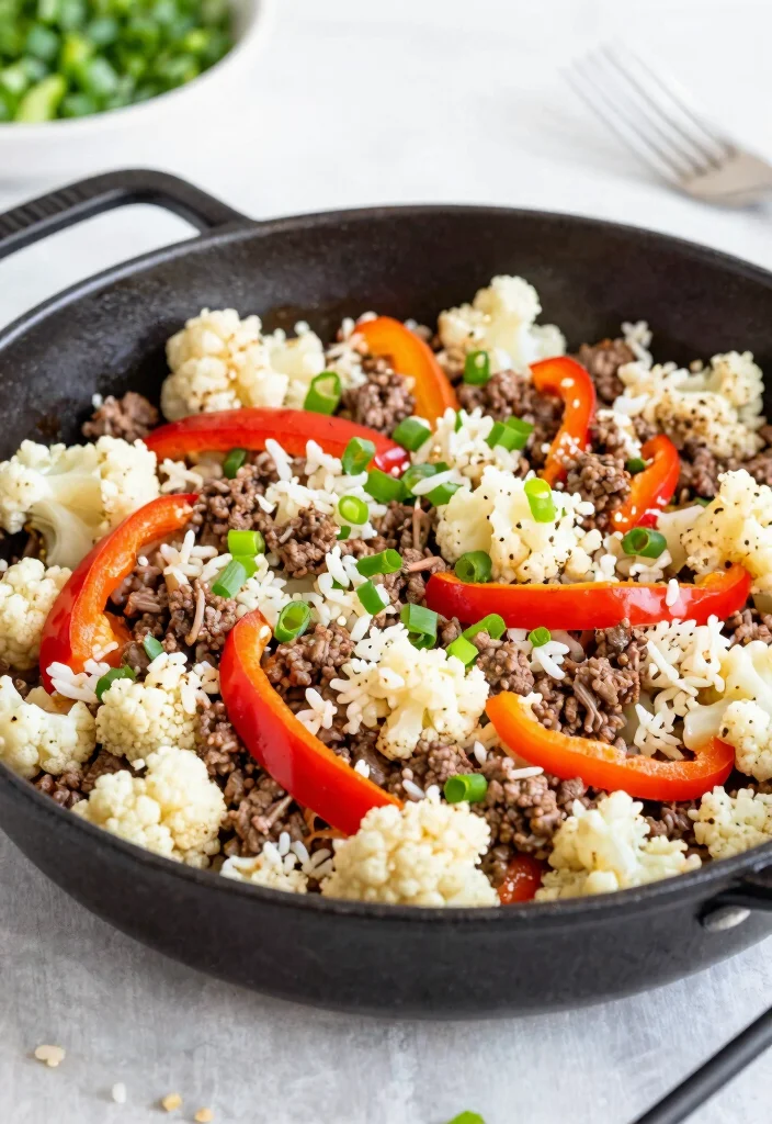 17 Ground Beef Skillet Recipes One Pan Wonders - 13. Ground Beef and Cauliflower Rice Skillet 1