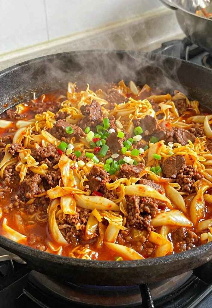 17 Ground Beef Skillet Recipes One Pan Wonders - 16. Spicy Beef and Cabbage Skillet 1