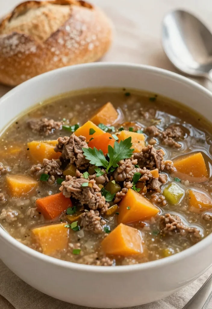 17 Ground Beef Sweet Potato Recipes: Hearty Healthy Bowls - 11. Ground Beef Sweet Potato Soup 1