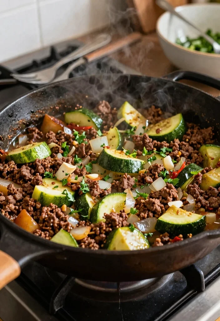 17 Ground Beef and Zucchini Recipes for Light Healthy Bowls - 9. Ground Beef Zucchini Skillet 1