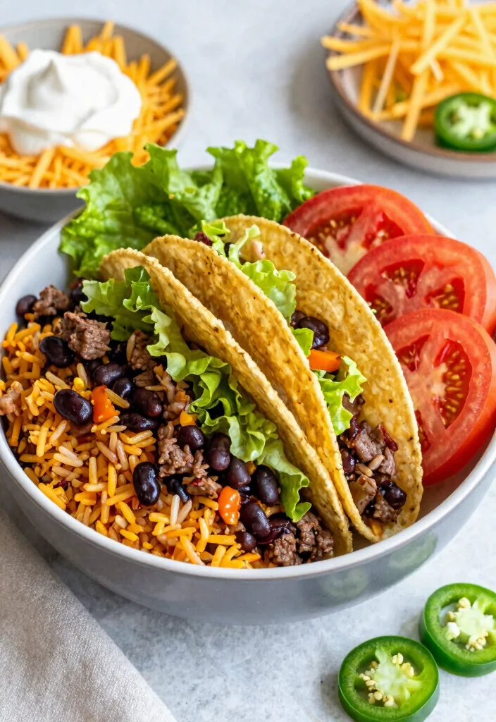 17 Hamburger and Rice Recipes: Easy One Pot Meals - 10. Taco Hamburger and Rice Bowls 1