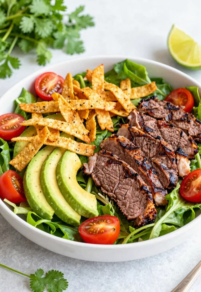 18 Beef Skirt Steak Recipes: Bold Tex Mex Favorites - 11. Skirt Steak Tostada Salad 1