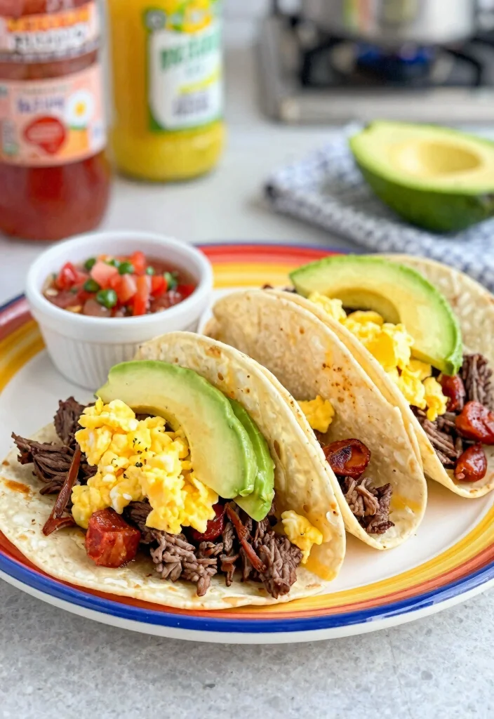 18 Beef Skirt Steak Recipes: Bold Tex Mex Favorites - 18. Beef Skirt Steak and Chorizo Breakfast Tacos 1