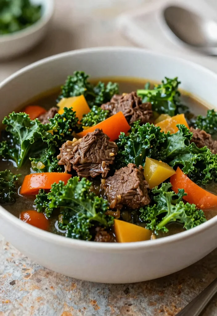 18 Beef Stew Crock Pot Recipes Cozy Set and Forget - 14. Beef Stew with Kale 1