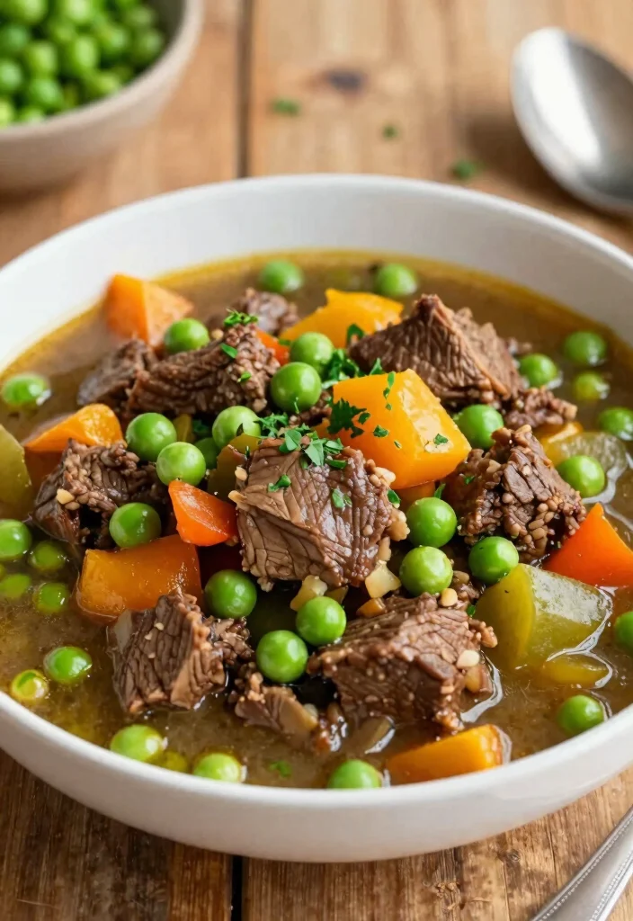 18 Beef Stew Crock Pot Recipes Cozy Set and Forget - 18. Beef Stew with Peas 1