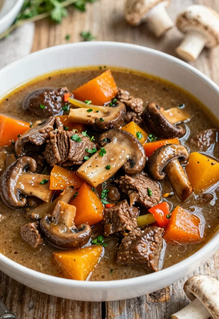 18 Beef Stew Crock Pot Recipes Cozy Set and Forget - 2. Hearty Mushroom Beef Stew 1