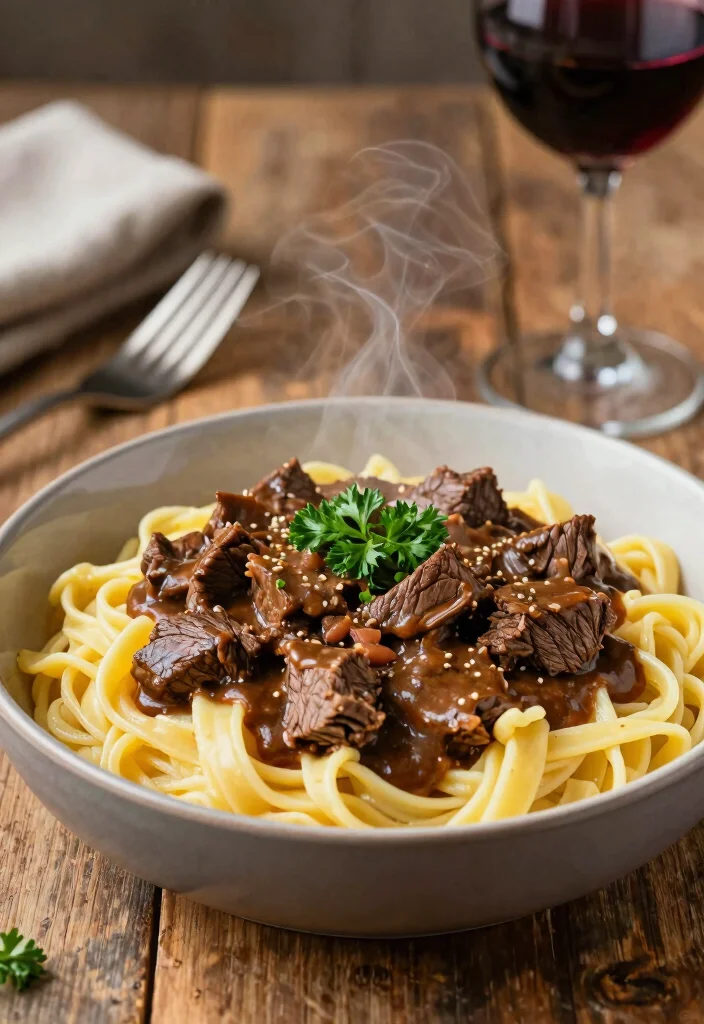 18 Beef Top Round Roast Recipes for Lean Budget Roasts - 1. Classic Slow Cooker Beef Stroganoff 1