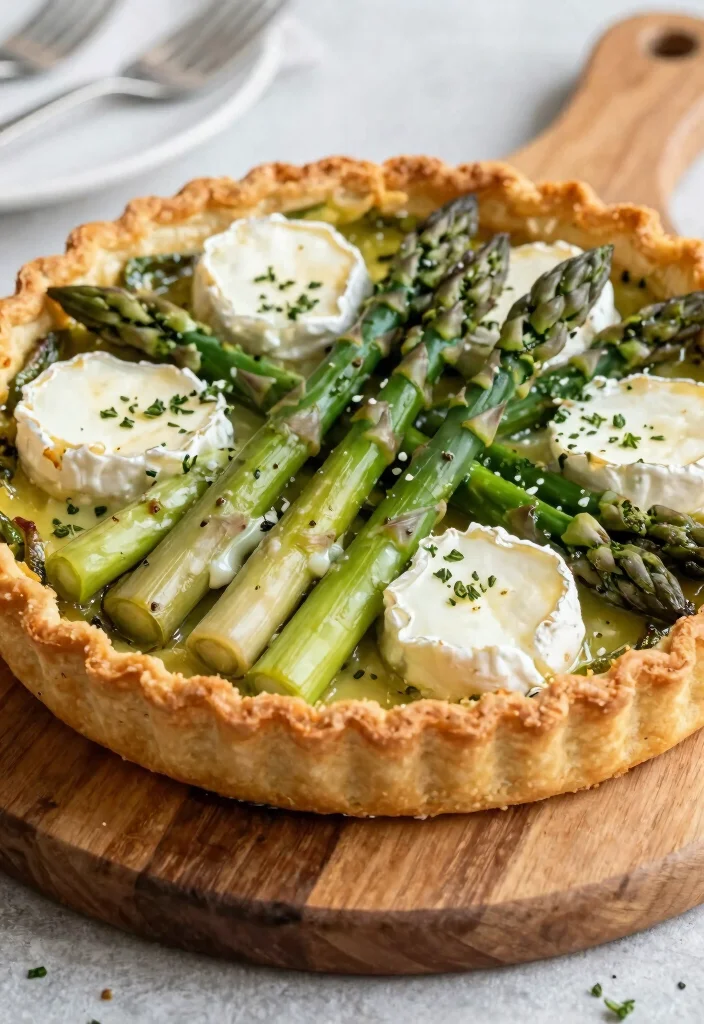 18 Brie Cheese Recipes: Baked Melty Elegant Appetizers - 13. Asparagus and Brie Tart 1