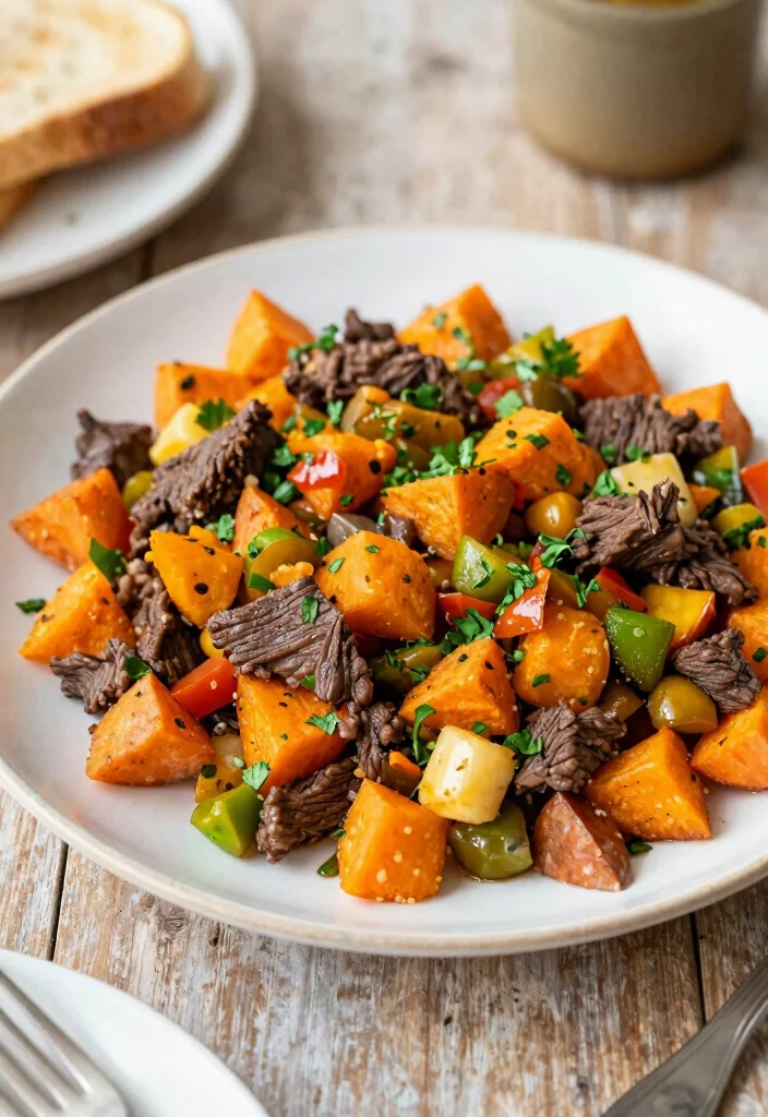 18 Crock Pot Beef Recipes: Family-Friendly Favorites - 16. Beef and Sweet Potato Hash 1