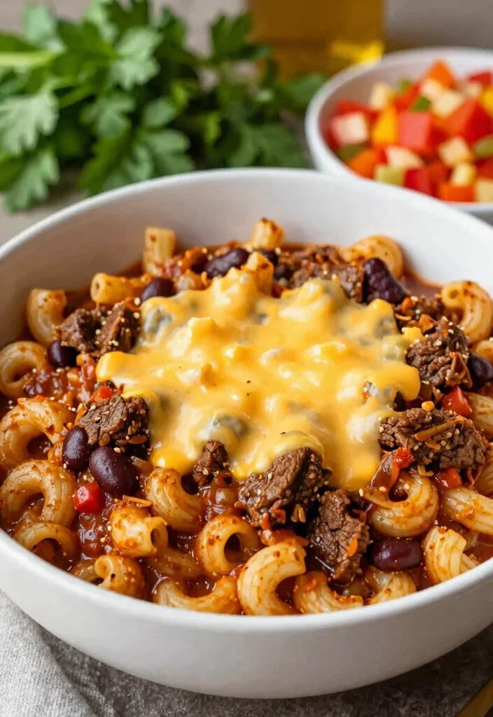 18 Ground Beef Crockpot Recipes Set and Forget Meals - 12. Beef and Bean Chili Mac 1
