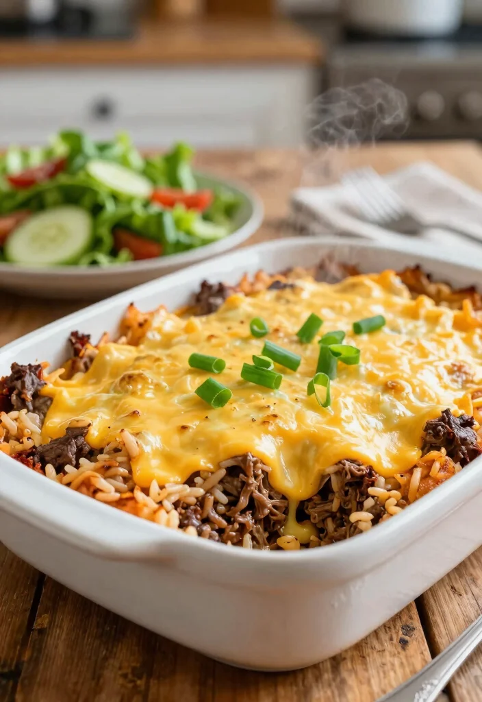 18 Ground Beef Crockpot Recipes Set and Forget Meals - 2. Cheesy Beef and Rice Casserole 1