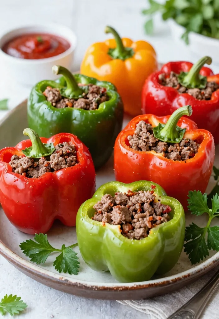 18 Ground Beef Crockpot Recipes Set and Forget Meals - 9. Ground Beef Stuffed Peppers 1