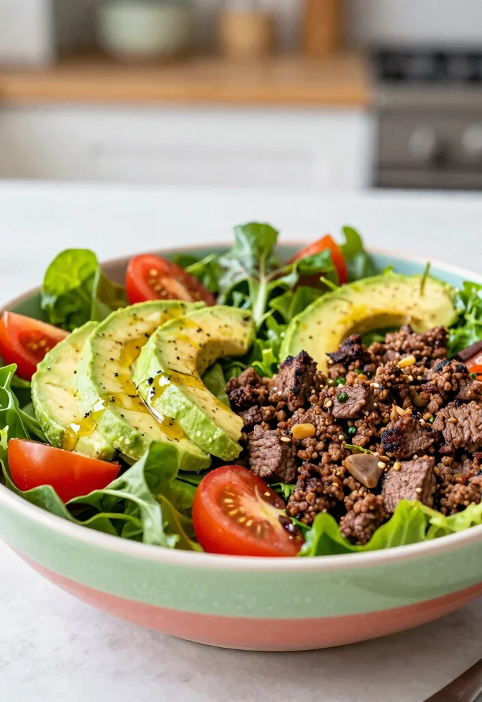 18 Ground Beef Keto Recipes: Low Carb Flavorful Plates - 14. Beef and Avocado Salad 1