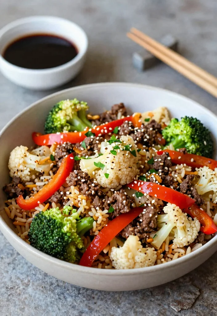 18 Ground Beef Keto Recipes: Low Carb Flavorful Plates - 7. Beef and Cauliflower Rice Stir-Fry 1
