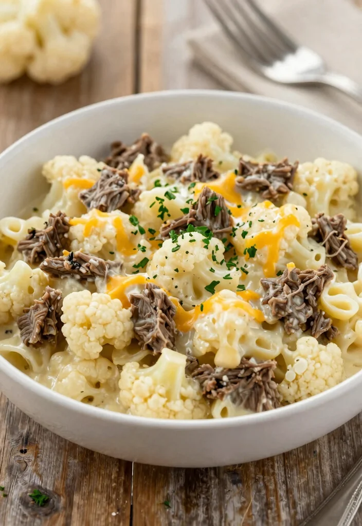 18 Ground Beef Pasta Recipes Cheesy Family Pleasers - 13. Creamy Cheesy Beef & Cauliflower Pasta 1