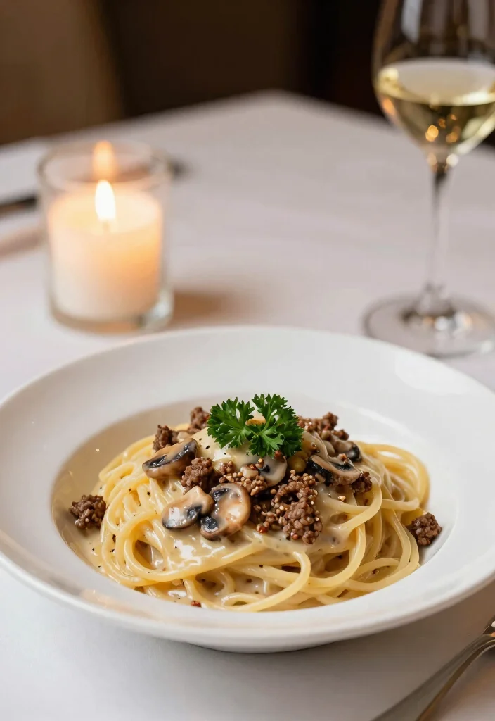 18 Ground Beef Spaghetti Recipes: Classic Crowd Pleasers - 14. Spaghetti with Ground Beef and Mushroom Alfredo 1