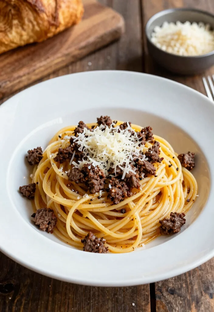 18 Ground Beef Spaghetti Recipes: Classic Crowd Pleasers - 9. Ground Beef Spaghetti with Pecorino 1