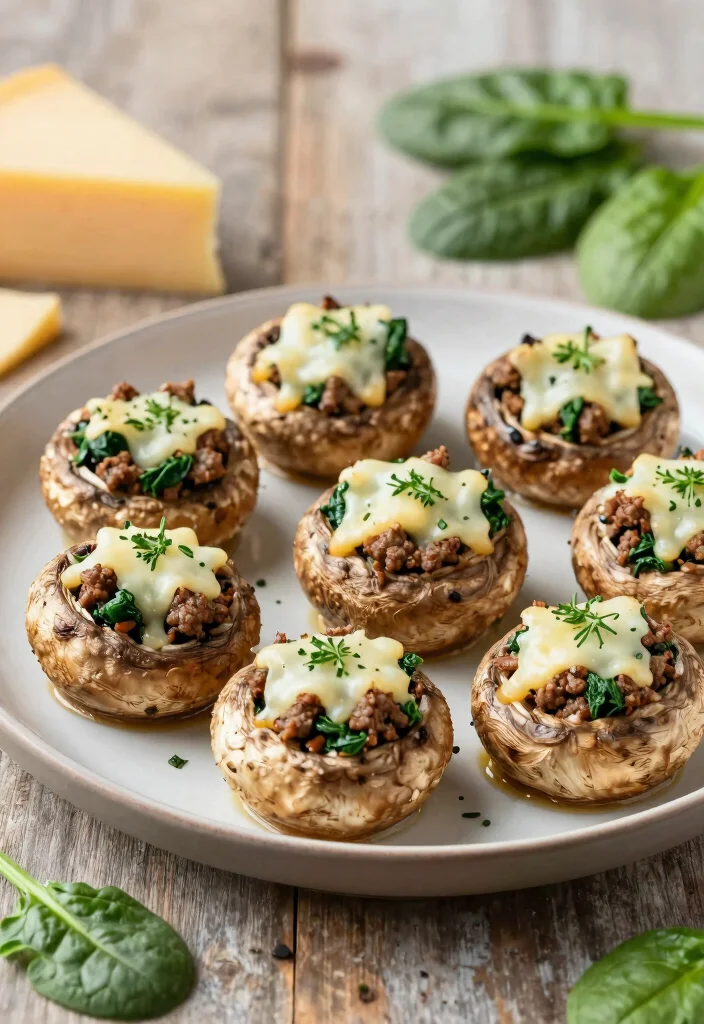 18 Ground Beef Summer Recipes Light Grill Friendly Ideas - 8. Beef and Spinach Stuffed Mushrooms 1