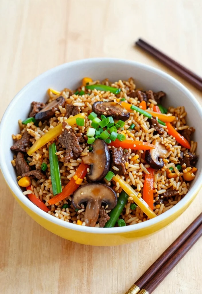 18 Ground Beef and Mushroom Recipes Rich Umami Plates - 10. Ground Beef and Mushroom Fried Rice 1