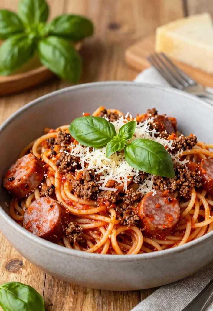 18 Ground Beef and Sausage Recipes: Bold Savory Combos - 4. One-Pot Beef and Sausage Pasta 1