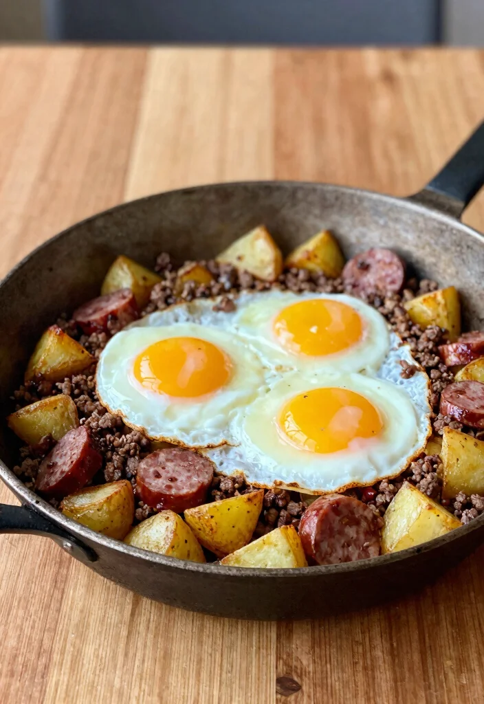 18 Ground Beef and Sausage Recipes: Bold Savory Combos - 8. Beef & Sausage Breakfast Hash 1