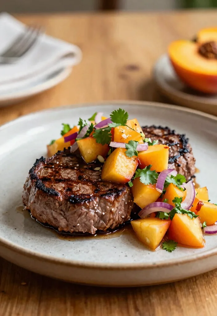 16 Beef Round Steak Recipes: Lean Savory Plates - 13. Beef Round Steak with Peach Salsa 1